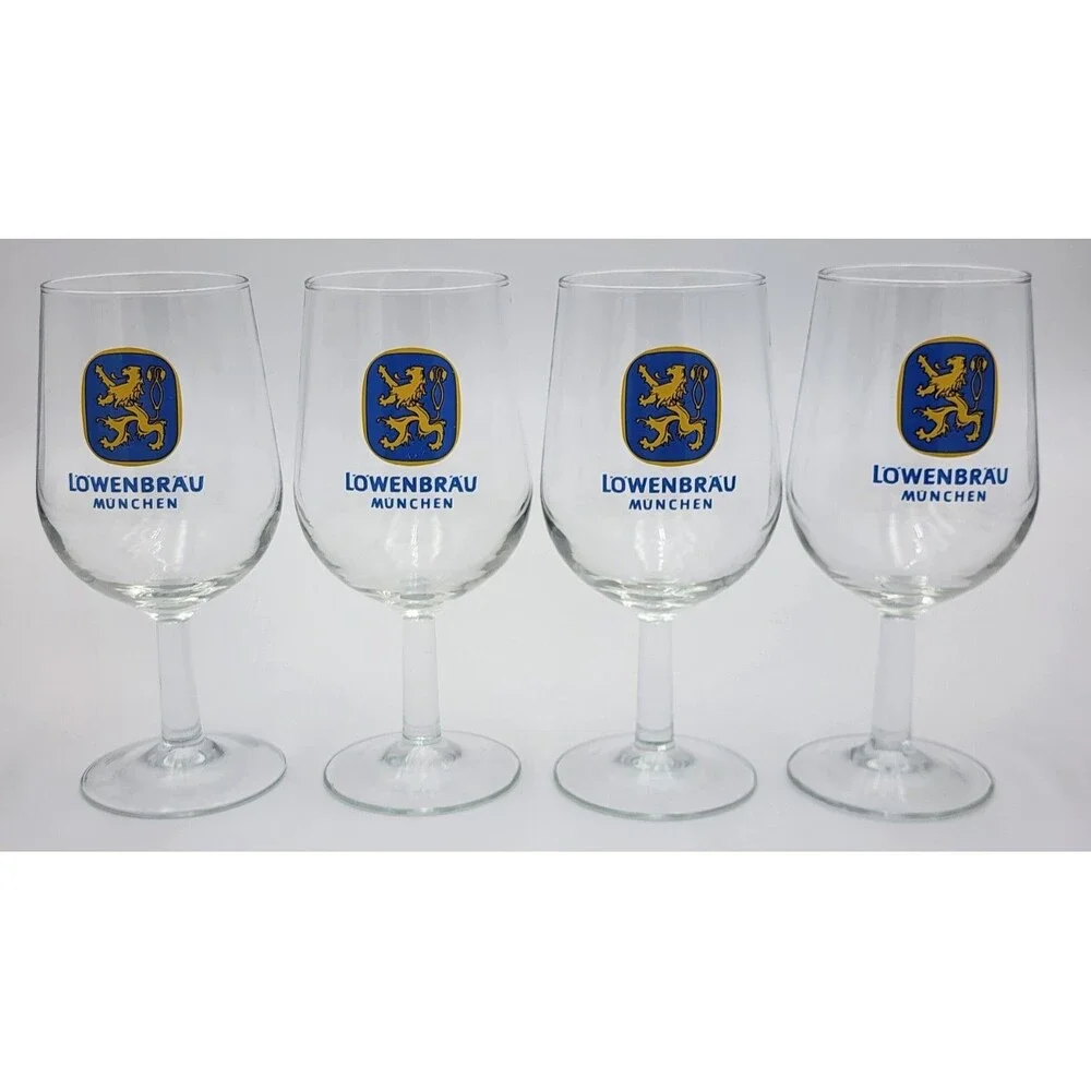 Lowenbrau Munch Stemmed Beer Tulip Glass ~ VTG